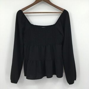 Anthropologie Paper Crane Smocked Tiered Off Shoulder Top Womens L Whimsigoth